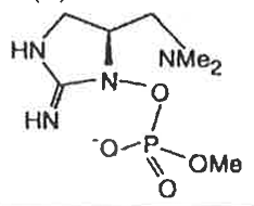 Chemische Strukturformel eines organischen Moleküls mit N‑Gruppen, Dimethylamin und Phosphatester